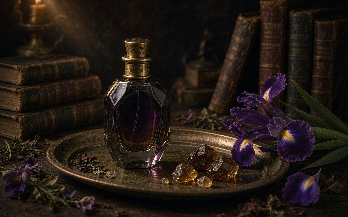 Niche perfume with iris and incense